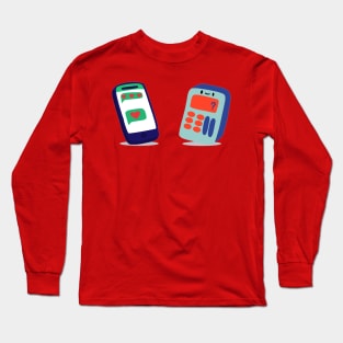 Phone loves calculator; funny; graphic; love; cartoon; character; humor; humorous; cute; joke; cool; gift for dad; gift for man; gift for husband; Long Sleeve T-Shirt